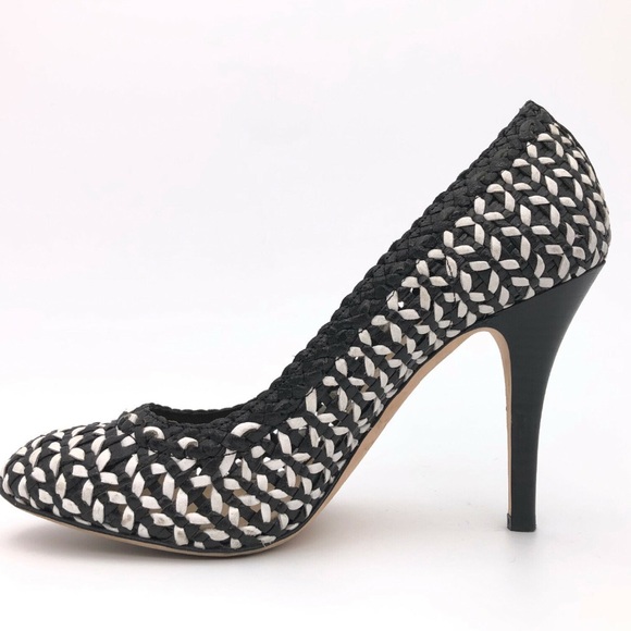 Woven Black and White J.Crew Mona Dreamweaver Stilettos - Picture 1 of 8